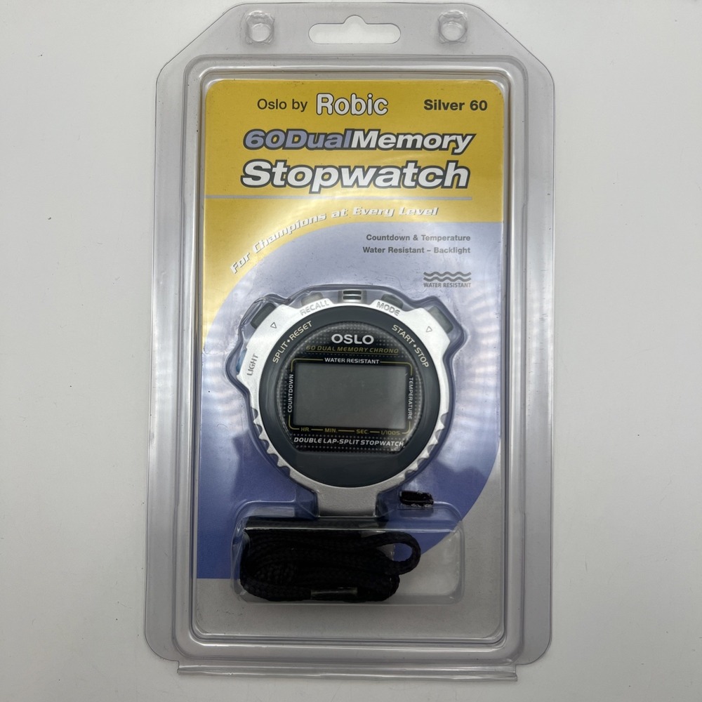 Oslo by Robic Silver 60 Dual Memory Stopwatch - New Sealed Packaging RASC60